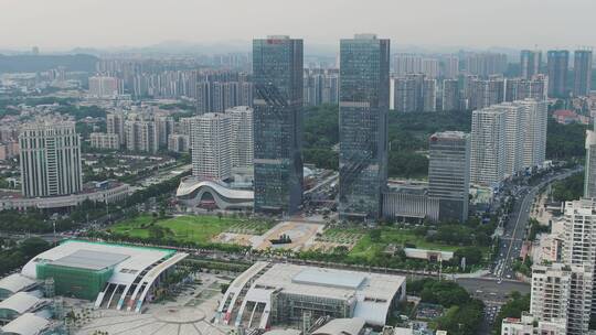 江门地标万达广场五邑广场城市风光航拍4K