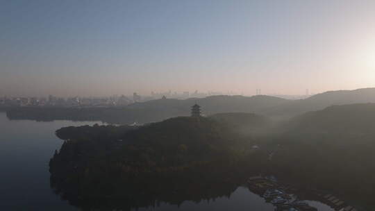 西湖日出 湖 江南