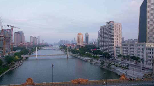 天津市中心海河风景城市夜景航拍