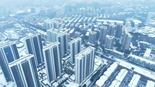 合集 航拍城市下雪城市雪景