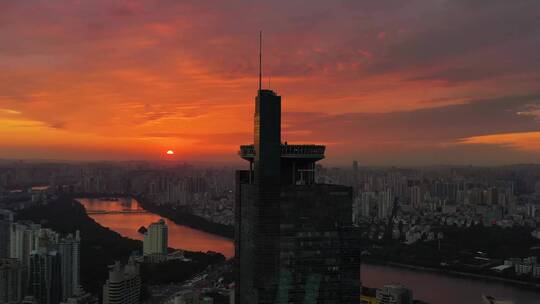 城市夕阳 夕阳西下 地王大厦