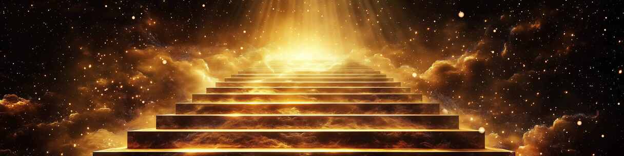 金色云端阶梯舞台背景