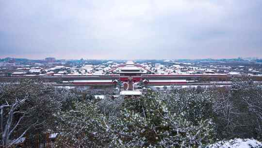 北京故宫下雪全景日景延时