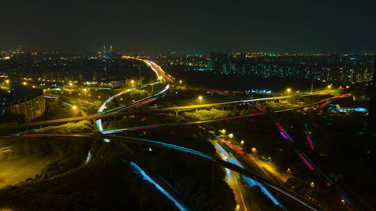 上海莘庄立交桥4K夜景延时航拍2