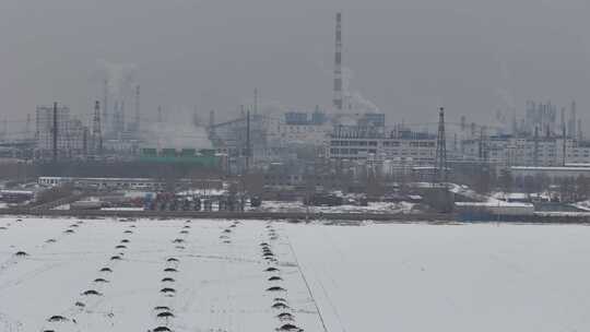 航拍城市雪景 石家庄 交通