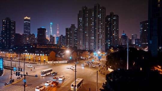 四平路海伦路夜景视频素材模板下载