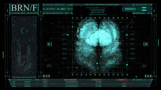 大脑扫描智能中心科技屏幕操作系统HUD界面视频素材模板下载
