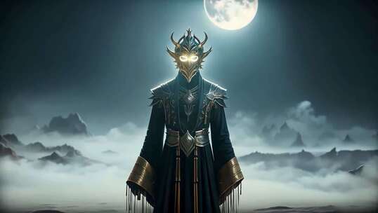 月夜下神秘蒙面人物