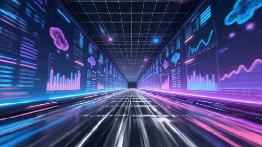 穿越数据中心服务器机房震撼科技背景