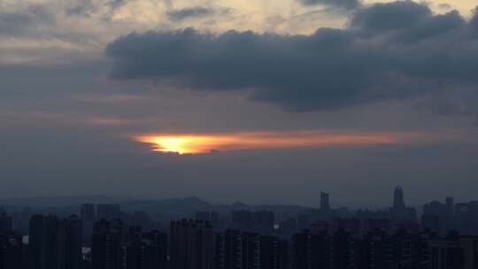 惠州城区高楼城市延时日落，风光摄影