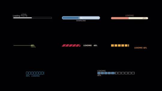 综艺感视频加载进度素材包AE模板