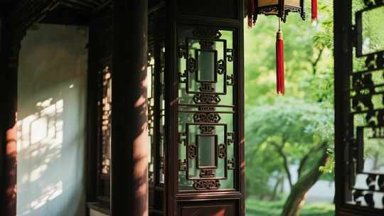 苏州园林精致古色庭院