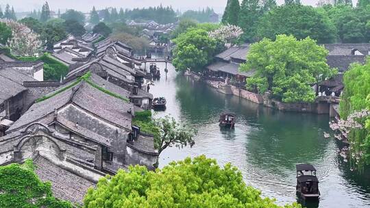 江南烟雨水乡乌镇最新航拍