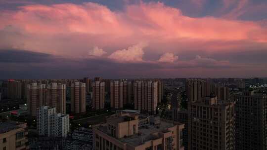 夏日傍晚 芜湖镜湖主城城市风光航拍素材