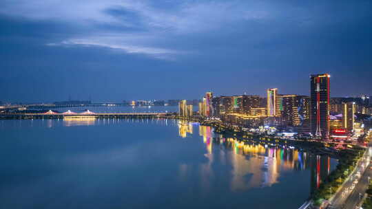 九江八里湖新区夜景航拍延时