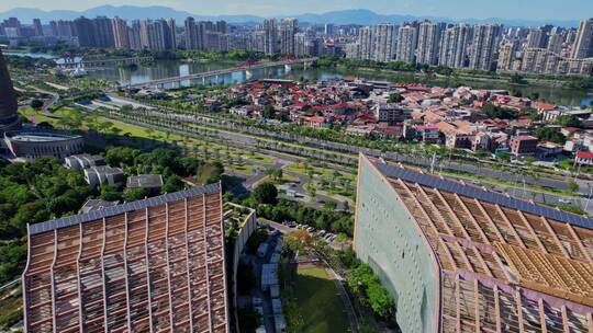 航拍漳州市图书馆景观