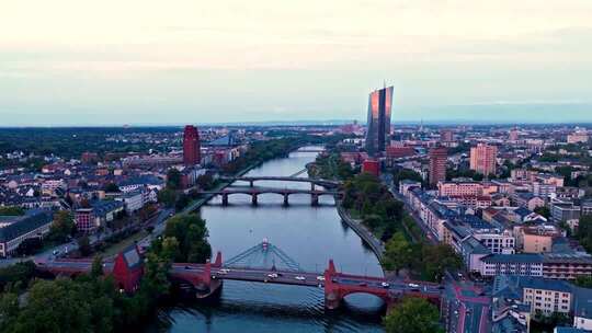 法兰克福的城市景观航拍
