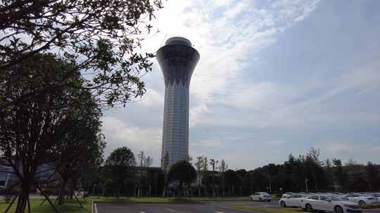 夏天长沙黄花机场指挥台指挥塔广场