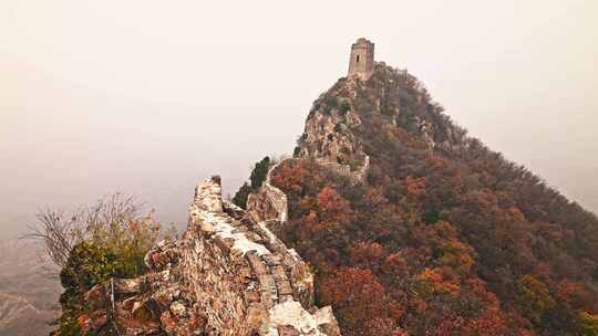 北京秋天司马台长城群山红叶大气宣传片