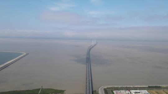 上海长江大桥崇明区长江口4K航拍