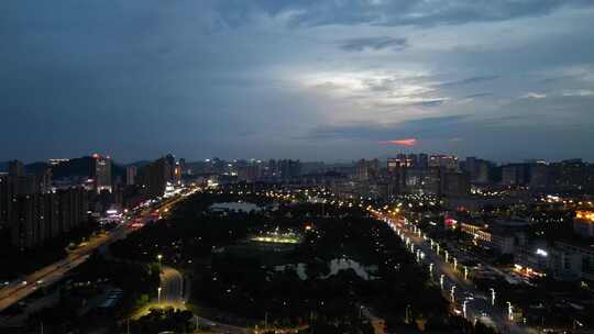 航拍江西宜春城市夜景