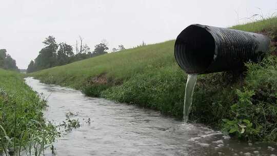 农村沟渠的排水管道视频素材模板下载
