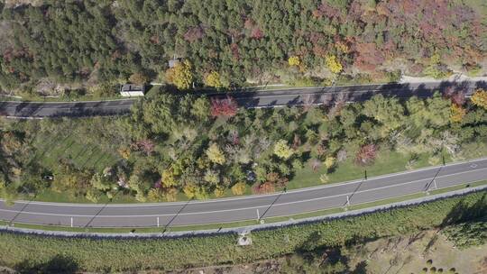 北京雁栖湖生态示范区范崎路秋季航拍