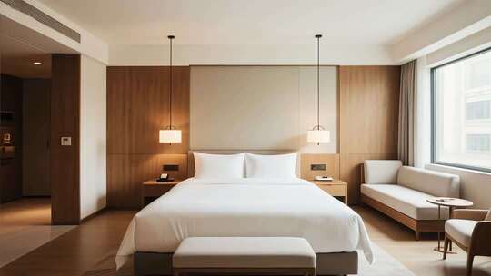 现代酒店卧室室内场景