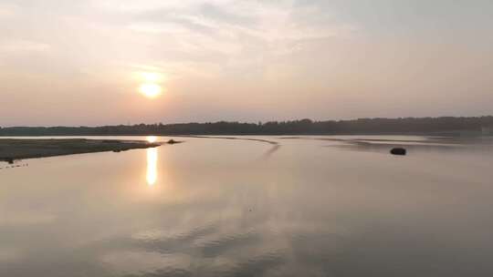 沂河河面落日夕阳美景视频素材模板下载