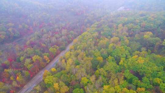 航拍吉林拉法山国家森林公园蛟河红叶谷秋景