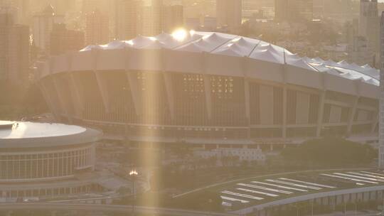 上海体育场航拍空镜