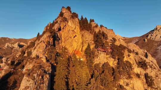 青海互助天门寺山峰雪山航拍视频