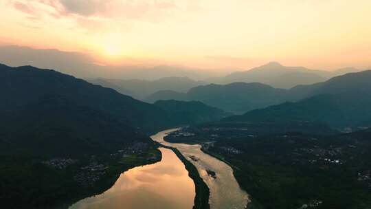 都江堰-夕阳-航拍延时摄影