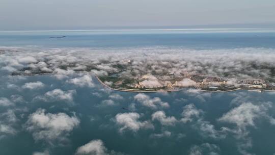 青岛西海岸平流雾壮观航拍