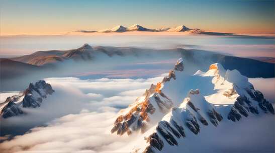 AIGC素材 雪山山峰之巅山脉风景