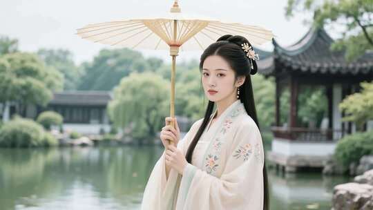 古代仕女华服古风人物展示