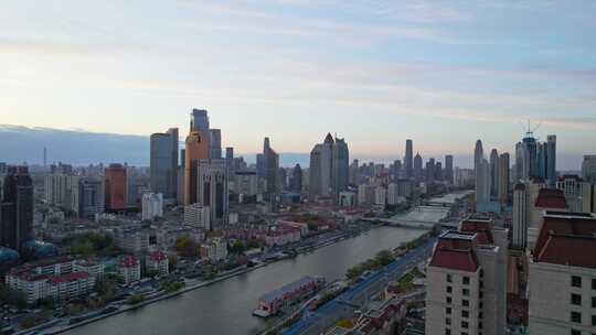 天津海河风景线 城市建筑风光航拍