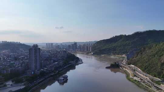 航拍四川宜宾建设宜宾城市风光