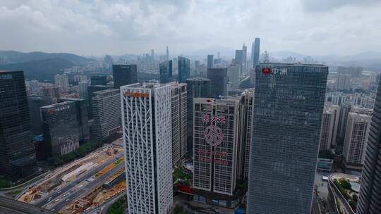 深圳金地中心天元大厦周围高楼建筑群航拍视频素材模板下载