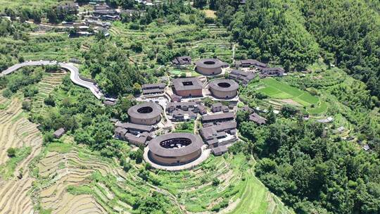 福建漳州南靖土楼古镇村落土楼航拍乡村20