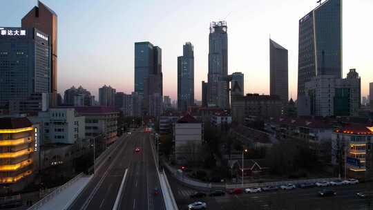 天津海河风景小白楼CBD城市风光航拍