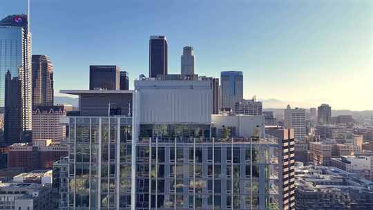 航拍加州好莱坞洛杉矶摩天大楼城市天际线视频素材模板下载