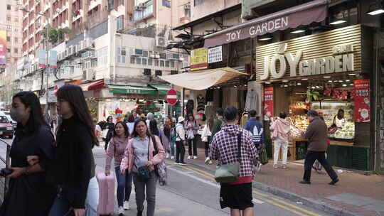 香港铜锣湾街景人流