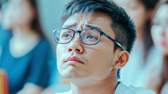 专注聆听和认真思考中的青年男性