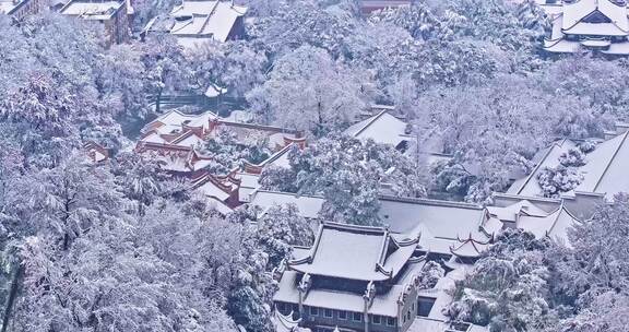 4k长沙岳麓书院雪景航拍