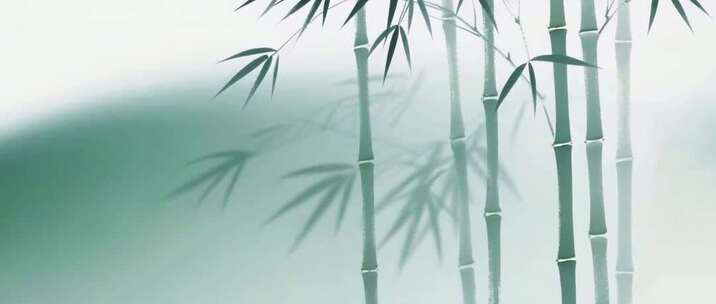 超宽屏中国风水墨画竹林意境背景