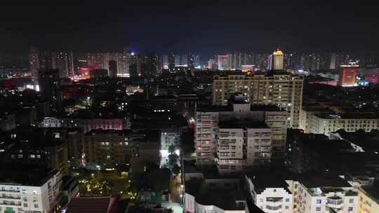 航拍福建莆田城市夜景交通