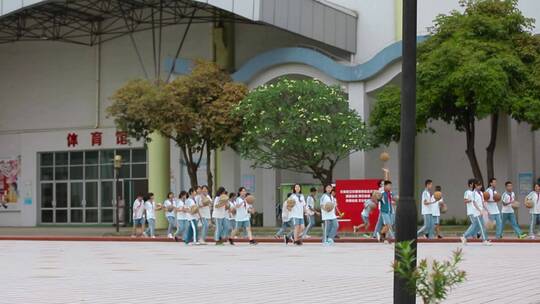 中学生视频体育课篮球场上学生练习篮球