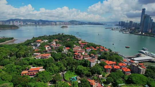 航拍厦门鼓浪屿建筑景观