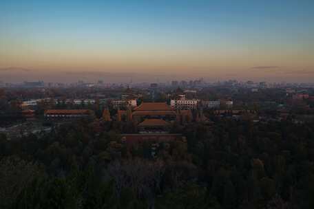 景山眺望北京中轴线日出钟鼓楼奥林匹克塔